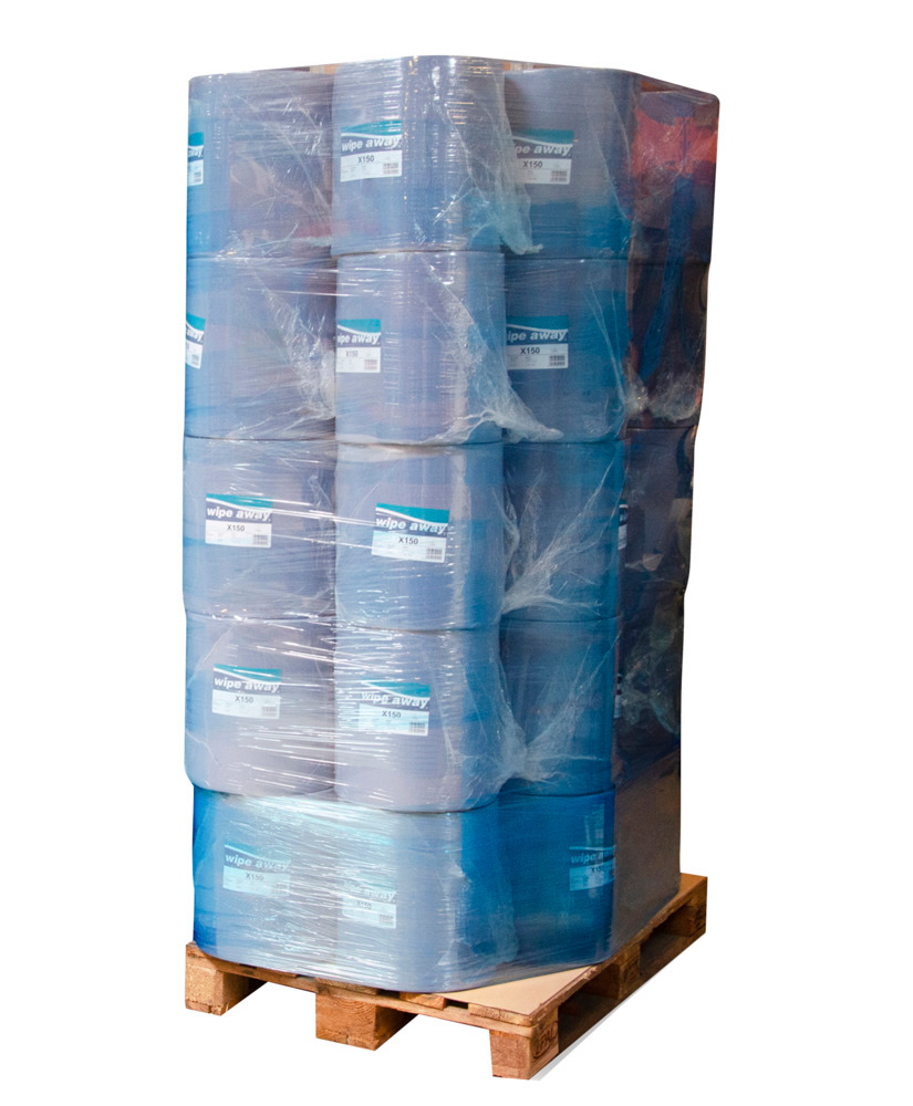 Paños de limpieza de papel reciclado, etiqueta ecológica UE, 3 capas, azul, 1 paleta, 40 rollos - 1