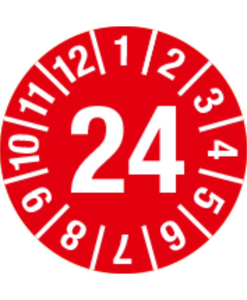 Kontrollmärke 24, rött, folie, självhäftande, 15 mm, 1 ark à 60 st - 1