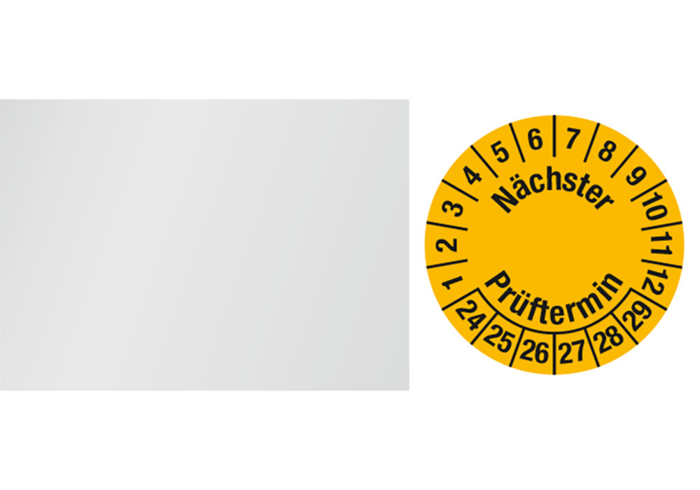 Kabelprüfplakette "Nächster Prüftermin", 24 - 29, gelb, Folie, SK, 60 x 25 mm, VE = 10 Bogen à 6 St. - 1
