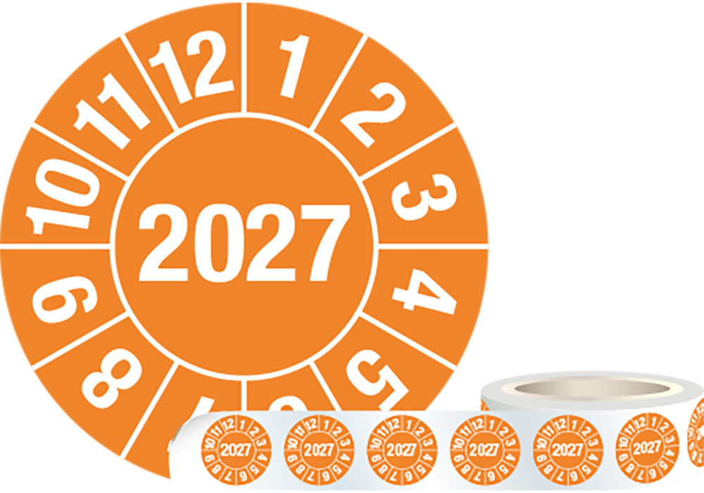 Kontrolní štítek 2027, oranžový, fólie samolepicí, 30 mm, BJ = 1 role à 1000 kusů - 2
