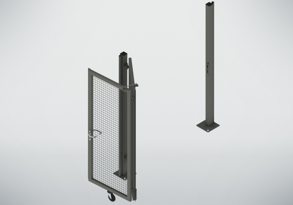 Partition wall system 9200, folding door-one-sided-2 wings, W 2000, H 2200 mm, dust grey - 1