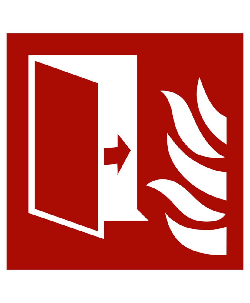 Panneau de sécurité incendie Porte coupe-feu, ISO 7010, aluminium, fluo, 150 x 150 mm, x10 - 1