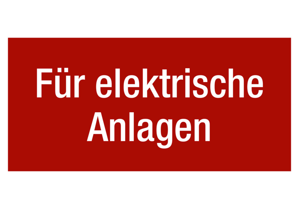Brandschutzschild Zusatz "Für elektrische Anlagen", Kunststoff, LN, 150 x 75 mm, VE = 10 Stück - 1