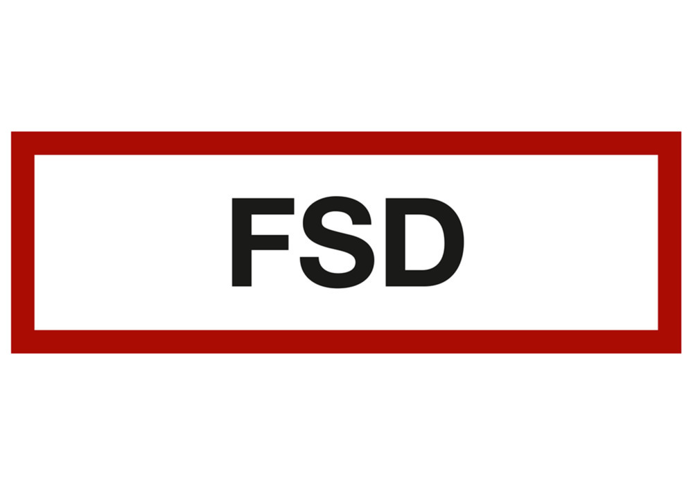 Brandschutzschild Zusatz "FSD", DIN 4066, Folie, selbstklebend, 297 x 105 mm, VE = 10 Stück - 1