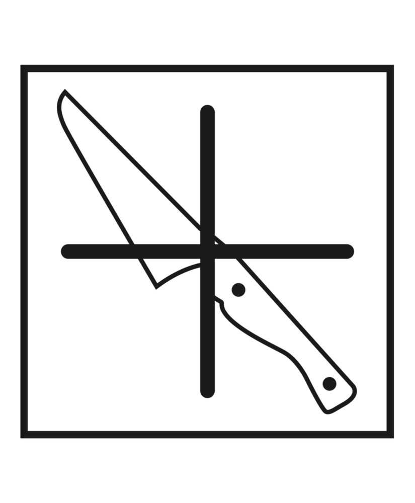 Obalové značenie Nepoužívať nože, fólia, samolepiaca, 100 x 100 mm, BJ = 10 ks - 1