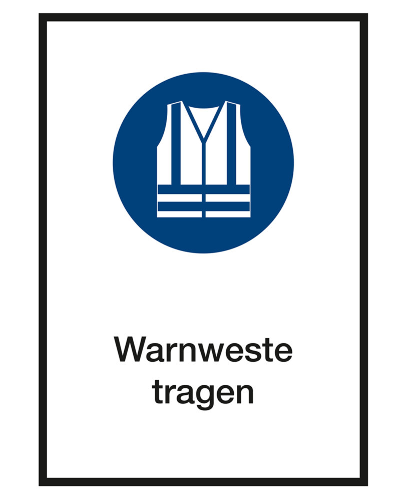 Gebotsschild Kombi "Warnweste tragen", ISO 7010, Folie, selbstklebend, 210 x 297 mm, VE = 5 Stück - 1
