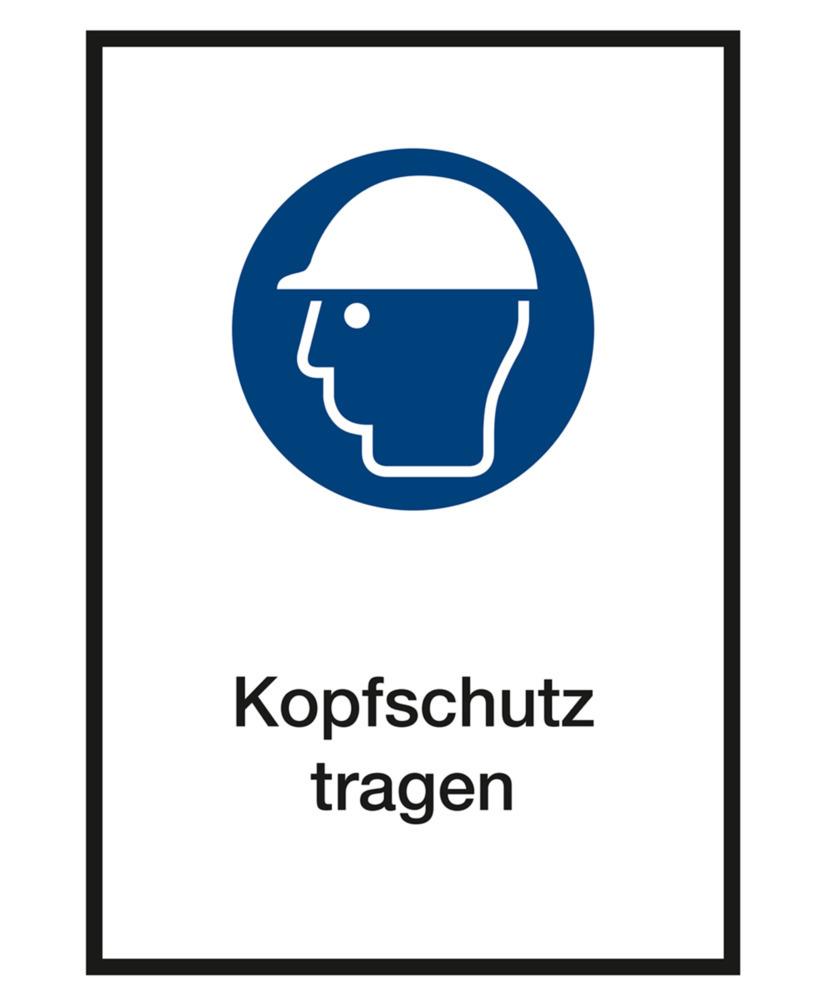Gebotsschild Kombi "Kopfschutz tragen", ISO 7010
