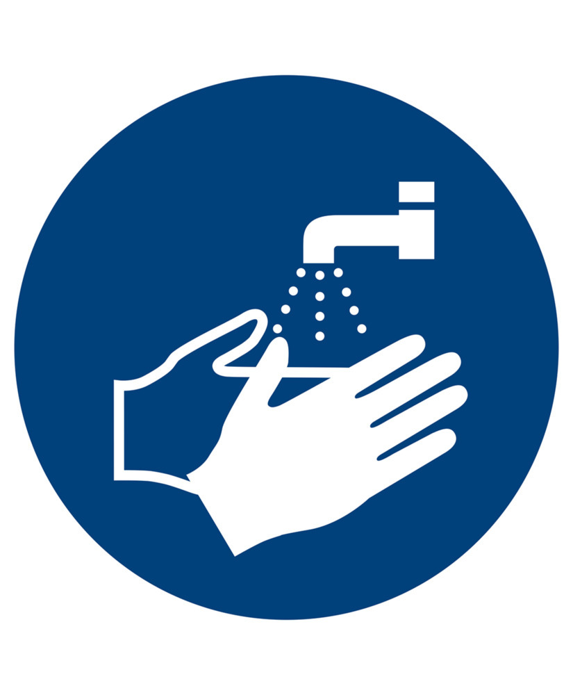 Cartello di prescrizione Lavarsi le mani, ISO 7010, plastica, 200 mm, 10 pz. - 1