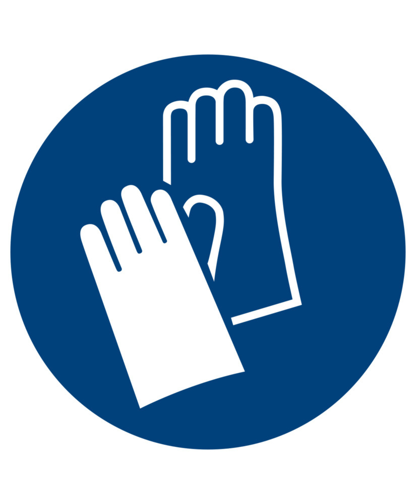 Cartello di prescrizione Utilizzare guanti protettivi, ISO7010, alluminio, 100 mm, 10 pz. - 1