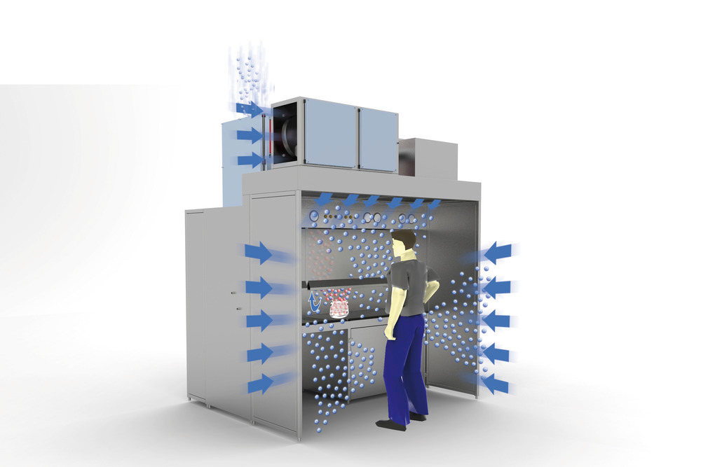 VARIO-Flow Absaugkabine mit Verdrängungsströmung und laminarem Luftstrom (Laminar Air Flow, LAF) - 1