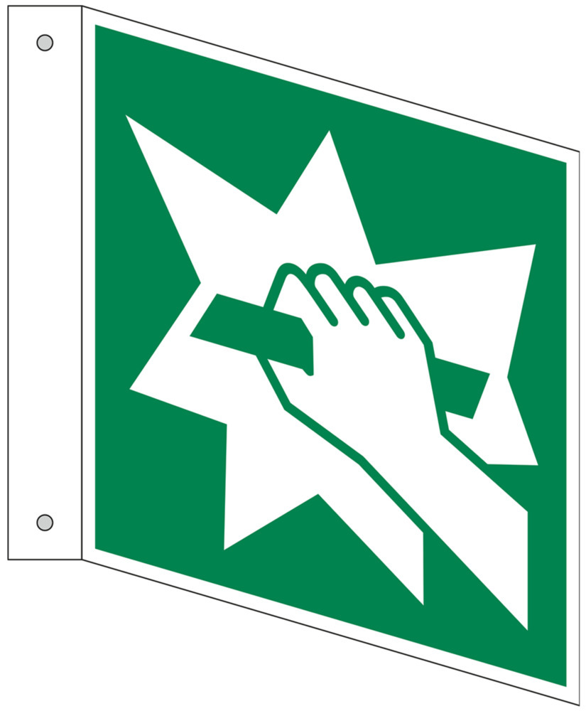 Projecting sign Emergency exit device, ISO 7010, aluminium, lum, 150 x 150 mm, Pack = 5 units - 1