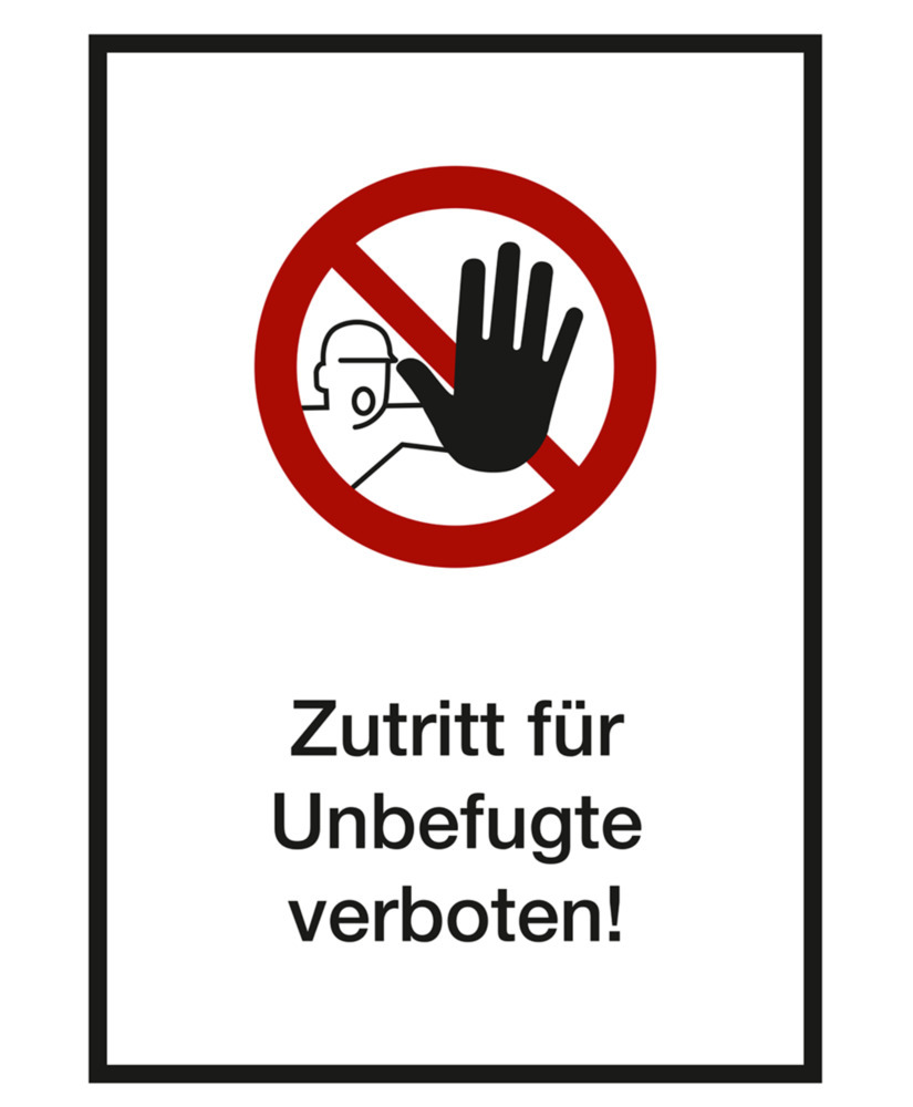 Verbotsschild Kombi "Zutritt für Unbefugte verboten", Folie, SK, 105 x 148 mm, VE = 10 Stück - 1