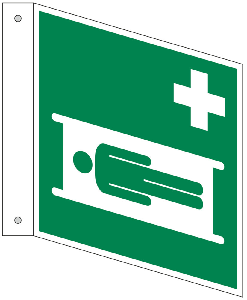 Praporková tabulka Zdravotnická nosítka, ISO 7010, z hliníku, 150 x 150 mm, BJ = 5 ks - 1