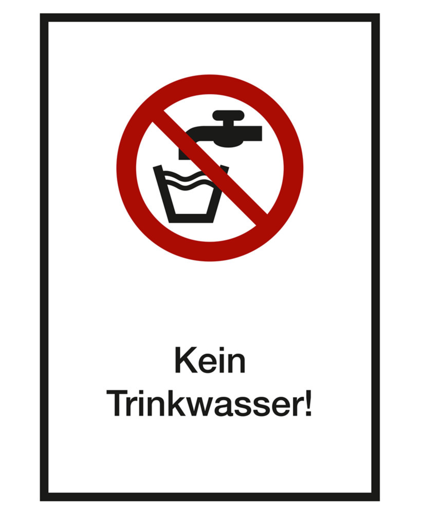 Verbotsschild Kombi "Kein Trinkwasser", ISO 7010, Folie, selbstklebend, 210 x 297 mm, VE = 5 Stück - 1