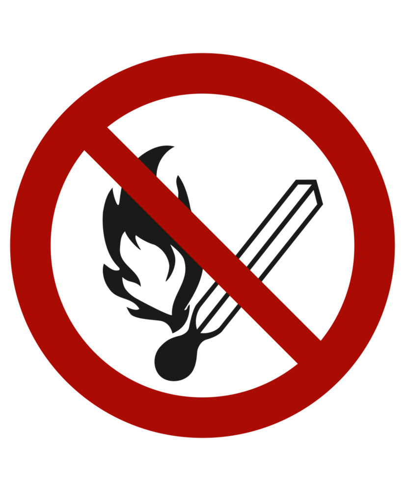 Verbotsschilder "Feuer, o. Licht, Rauchen verboten", ISO 7010, Kunststoff, 100 mm, VE = 10 St. - 1