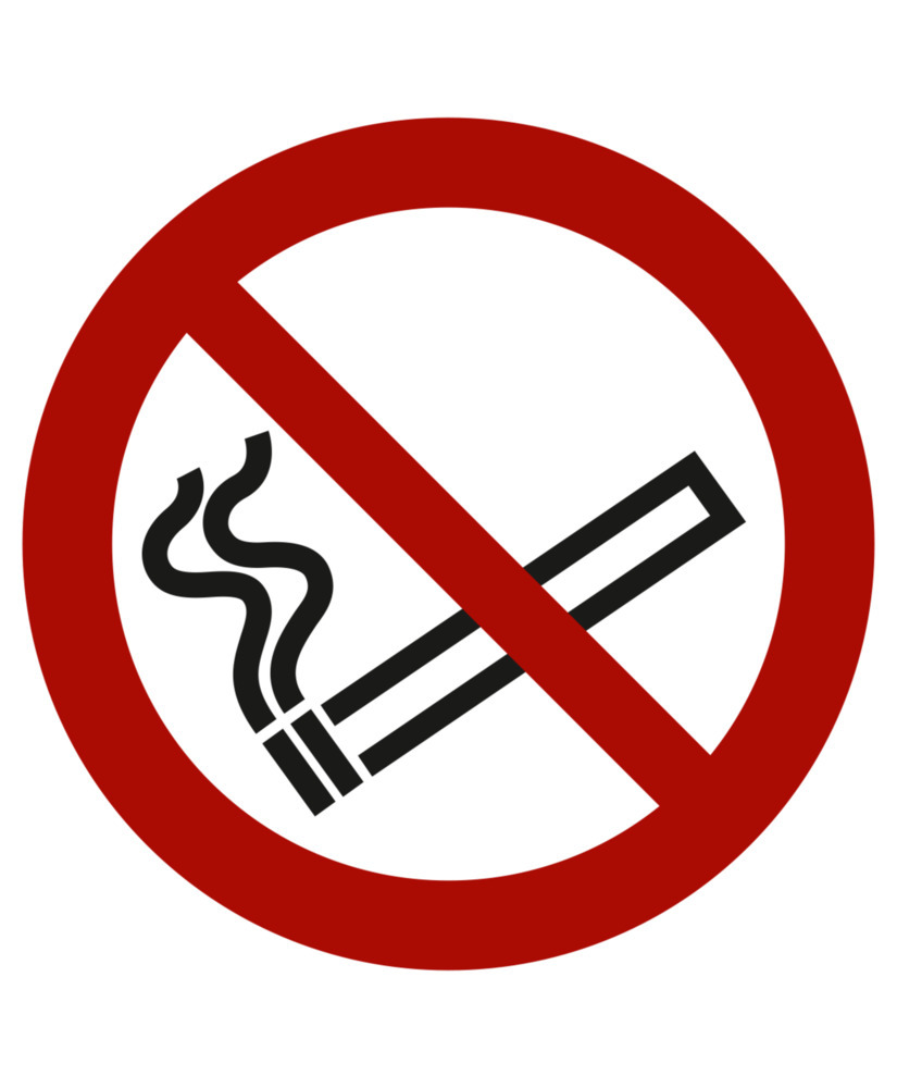 Forbudsskilt rygning forbudt, ISO 7010, aluminium, 100 mm, 10 stk. - 1