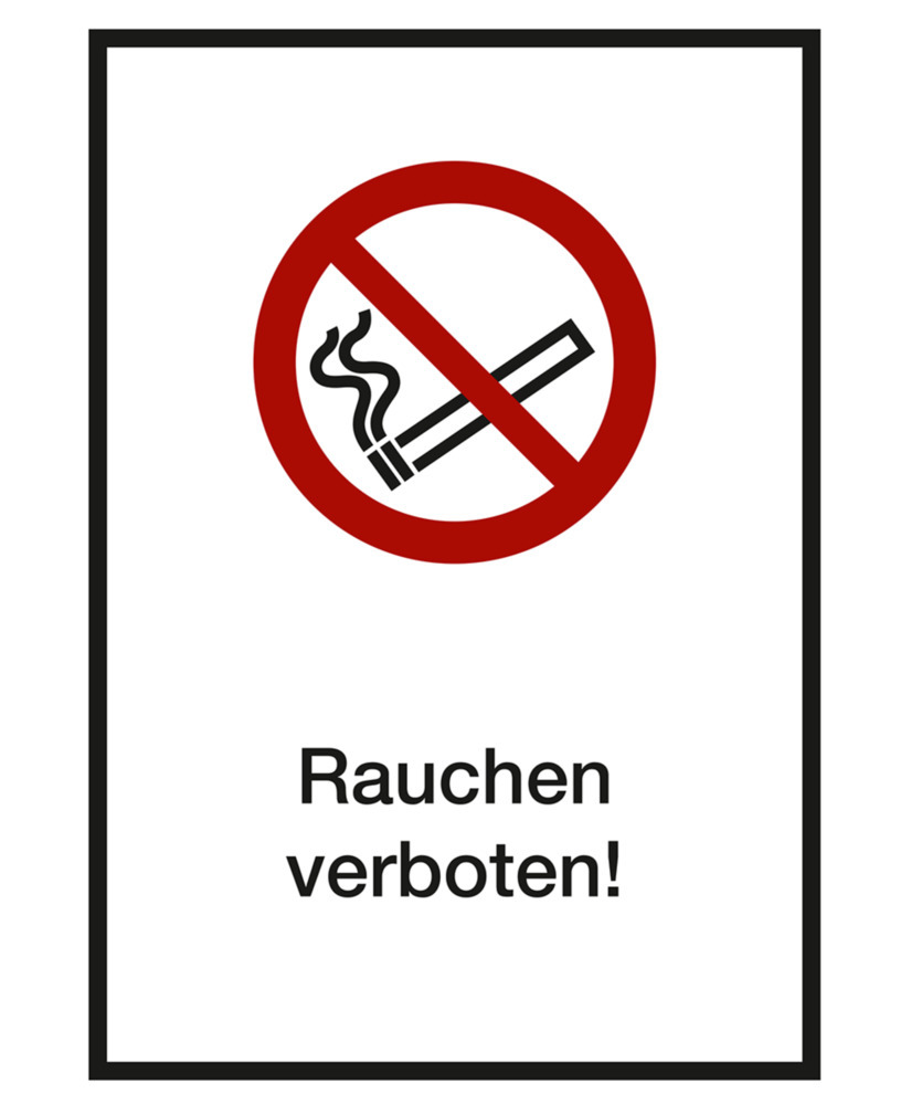Verbotsschild Kombi "Rauchen verboten", ISO 7010, Folie, selbstklebend, 210 x 297 mm, VE = 5 Stück - 1