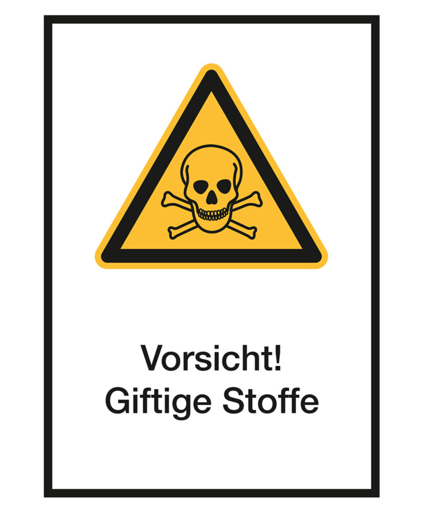 Warnschild Kombi "Vorsicht! Giftige Stoffe", ISO 7010, Folie, SK, 210 x 297 mm, VE = 5 Stück - 1