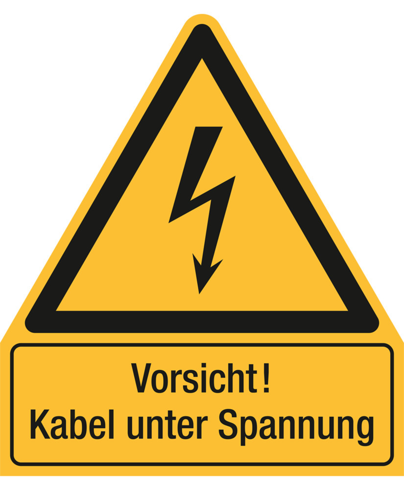 Warnschild Kombi "Vorsicht! Kabel unter Spannung", Folie, SK, 210 x 240 mm, VE = 10 Stück - 1