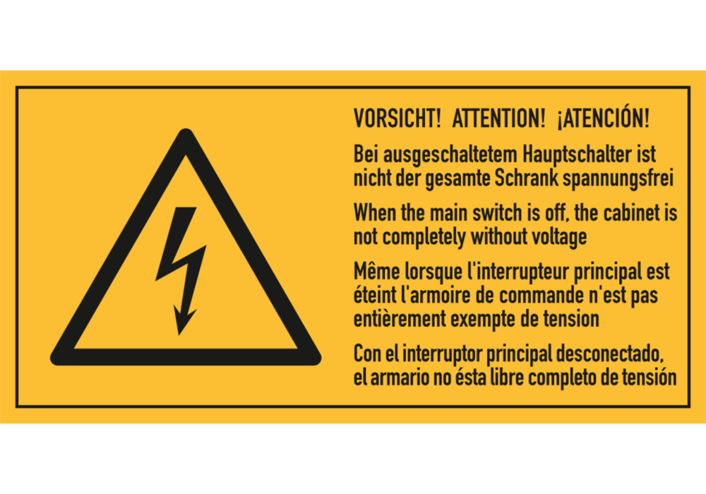 Warnschild Kombi "Gefährliche, elektrische Spannung", Folie, SK, 100 x 50 mm, VE = 20 St. - 1