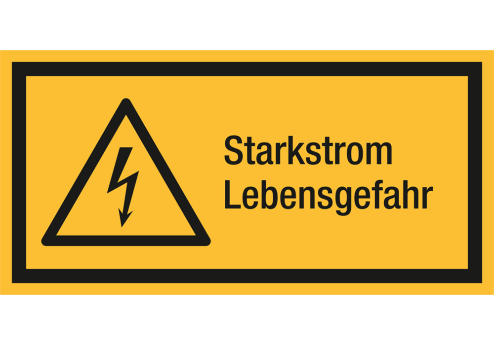 Warnschild Kombi "Starkstrom Lebensgefahr", Folie, selbstklebend, 131 x 65 mm, VE = 10 Stück - 1