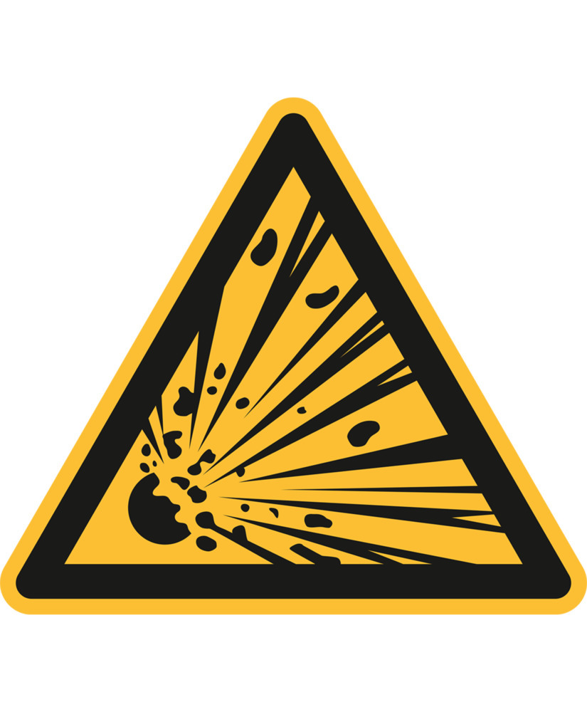 Señal Advertencia por sustancias explosivas, ISO 7010, aluminio, 200 mm, pack = 10 uds. - 1