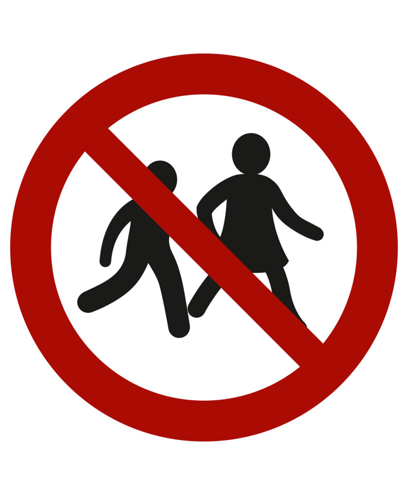 Forbudsskilt børn forbudt, ISO 7010, folie, selvklæbende, 200 mm, 10 stk. - 1