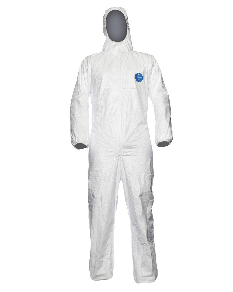 Kemikaliebeskyttelse-overall-tyvek-classic, CE / PPE kategori III, type 5,6, størrelse XL, hvid - 1