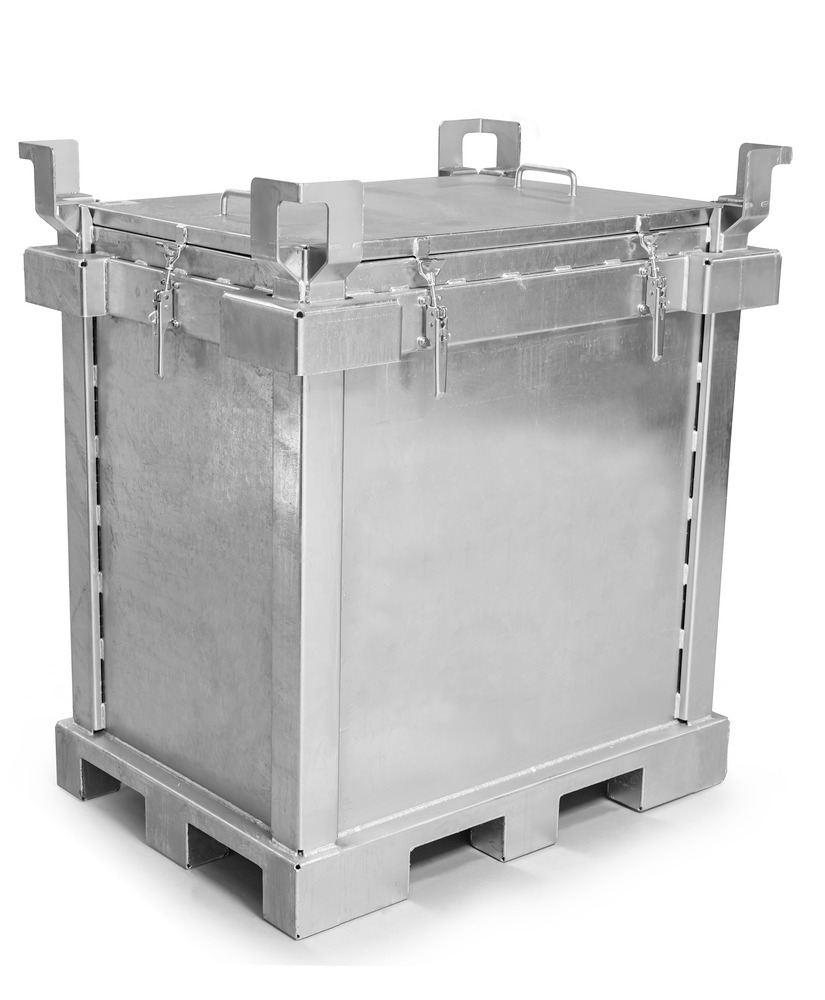 Caja de transporte de baterías de ion litio, acero, 790 l, VPG 1, relleno PyroBubbles® - 2