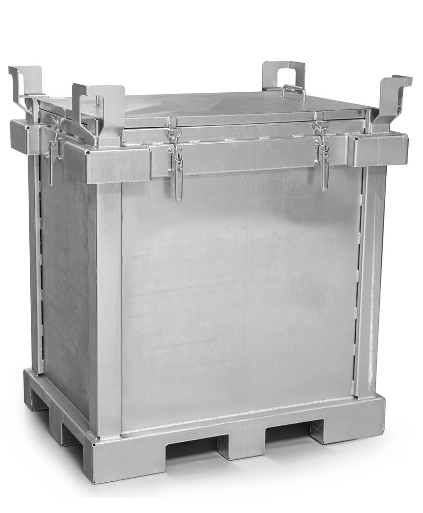Caixa de transporte para baterias ião lítio, aço, 790 l, VPG 1, recheio PyroBubbles® - 1
