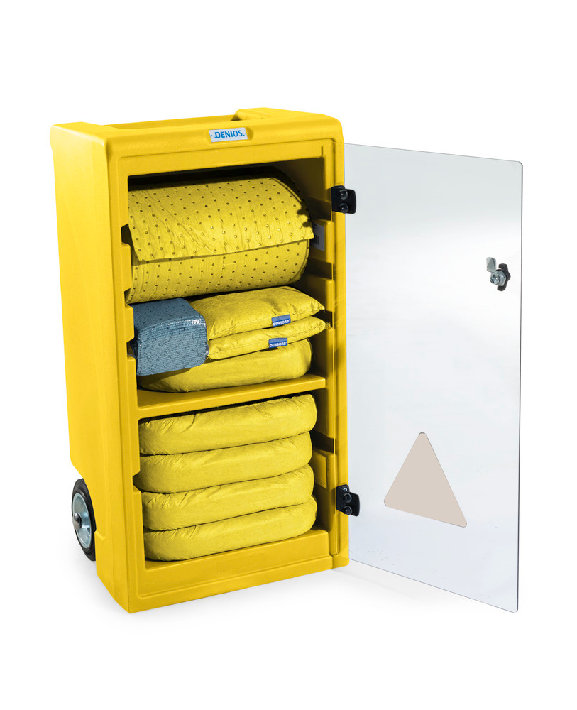 DENSORB mobile emergency spill kit, absorbent material in signal yellow Caddy Small, Special - 2