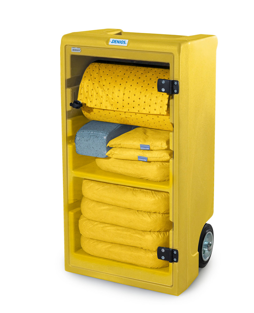 DENSORB mobile emergency spill kit, absorbent material in signal yellow Caddy Small, Special - 7