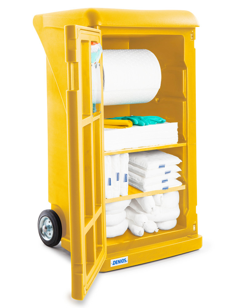 Kit antipollution mobile DENSORB Hydrocarbures, absorbants en caddy jaune de sécurité Extra Large - 3