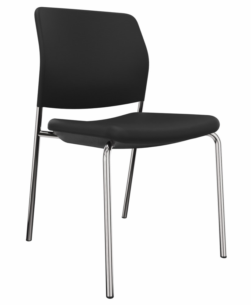 Krzesło DENIOS Cay dla gości, cztery nogi, możliwe układanie w stos, czarne - 1