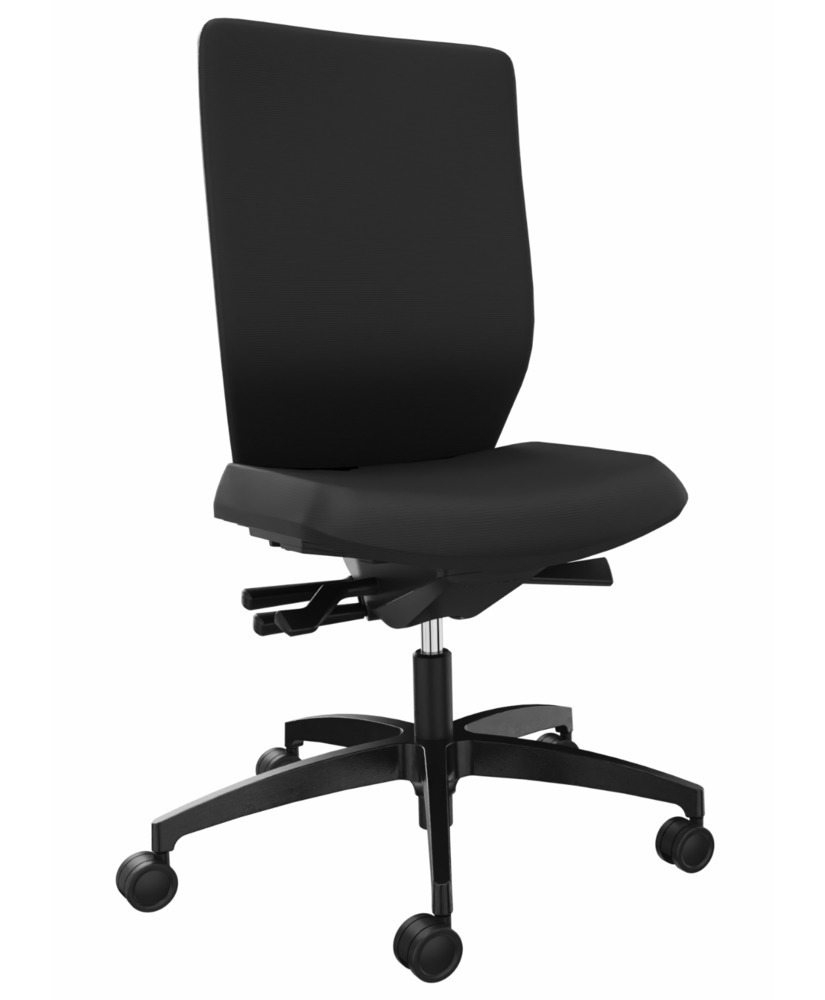 Chaise de bureau DENIOS Stilo ES operator, technique de balancement Syncro-3D, noire - 1