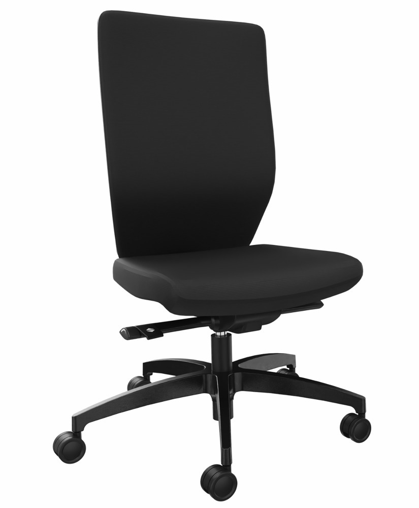 Chaise de bureau DENIOS Stilo ES operator, technique Syncro-Quickshift, noire - 1