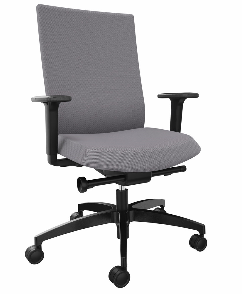 Krzesło biurowe DENIOS AdJust evo, technika Syncro-Evolution, szare - 1