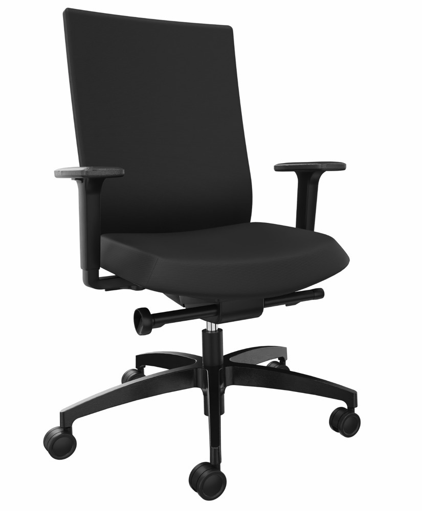 Cadeira de escritório DENIOS AdJust evo, tecnologia Syncro Evolution, preto - 1