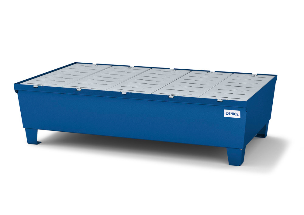 Spill Containment Pallet - 2 Drum Capacity - Removable Galvanized Grating - Painted Steel - 2