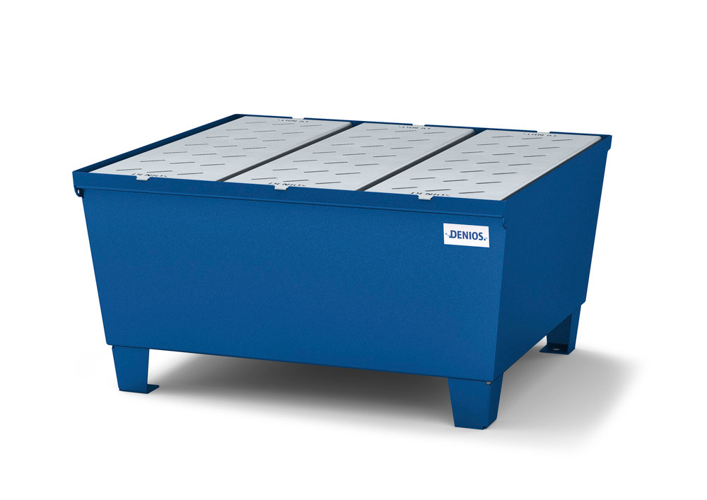 Spill Containment Pallet - 1 Drum Capacity - Removable Galvanized Grating - Painted Steel - 2