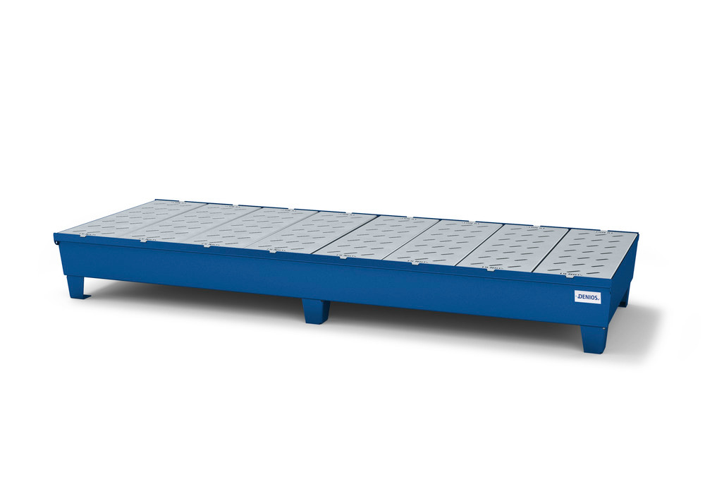 Spill Containment Pallet - 3 Drum Capacity - Removable Galvanized Grating - Painted Steel - 2