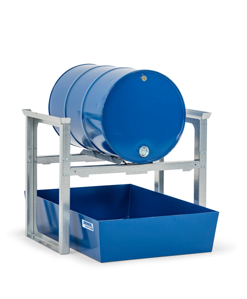 Drum rack/dispensing station for 1 x 205 litre drum, painted spill pallet, 1049 x 1236 x 837 mm - 1