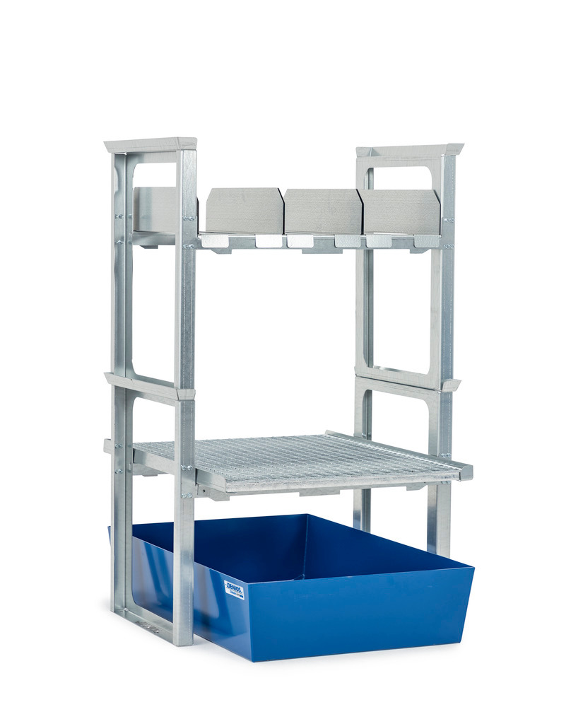 Hazmat small container rack, painted spill pallet, 1049 x 1236 x 1637 mm - 2