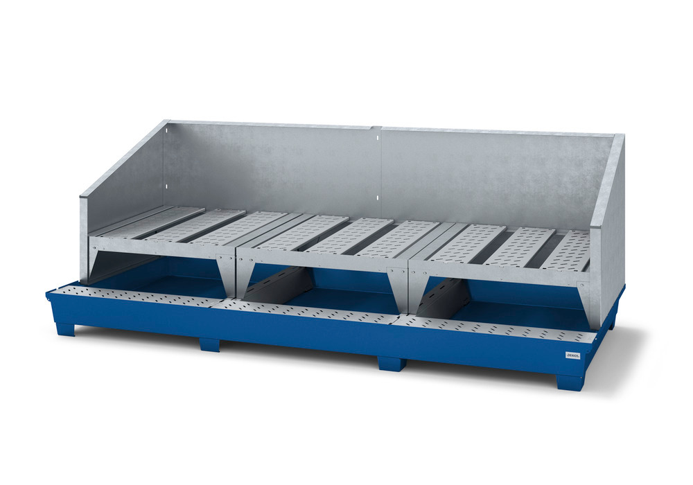 IBC Spill Containment Pallet - 3 IBC Totes - Platform, 3 Stands & Splash Guard - Painted Steel - 2