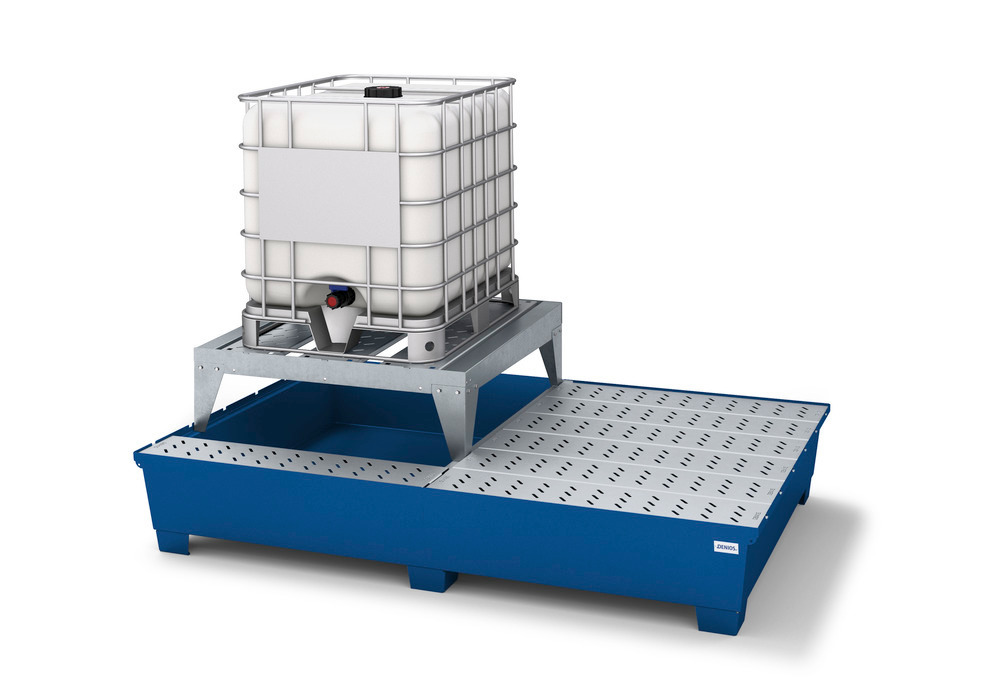IBC Spill Containment Pallet - 2 IBC Totes - Includes Dispensing Platform with Stand - 1