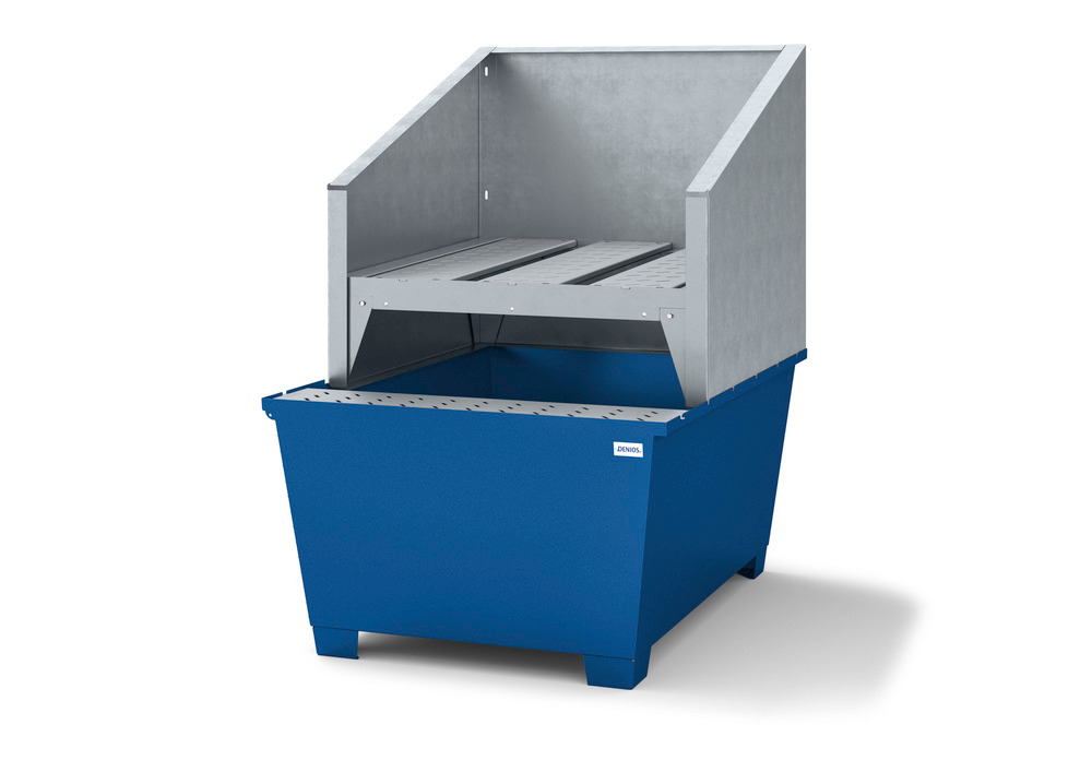 IBC Spill Containment Pallet - 1 IBC Tote - Platform, Stand & Splash Guard Included - Painted Steel - 2