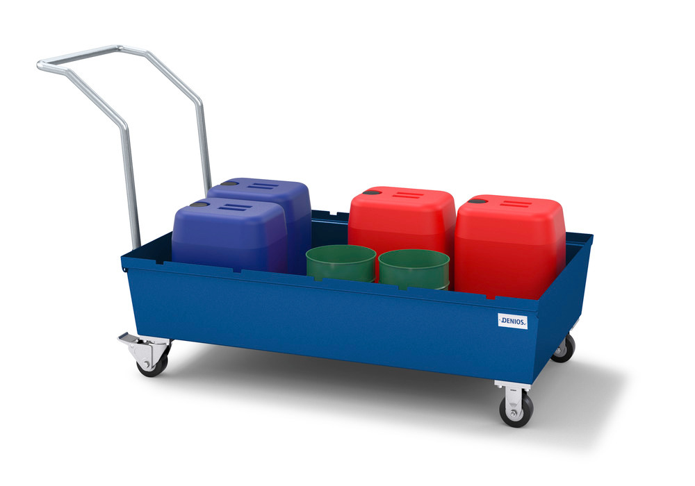 Spill Cart - 2 Drum Capacity - Painted Steel Construction - No Grating - Secure Storage - 1