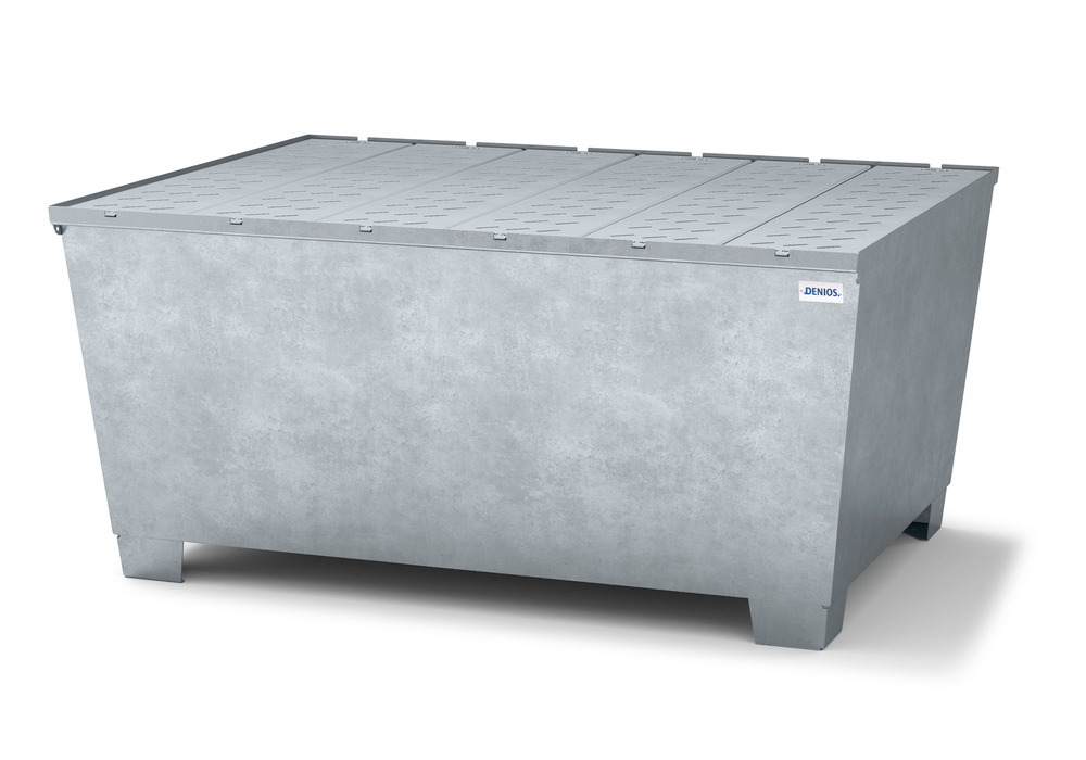IBC Spill Containment Pallet - Dispensing Platform - 350 IBC Tote - Galvanized Steel - Full Grating - 2