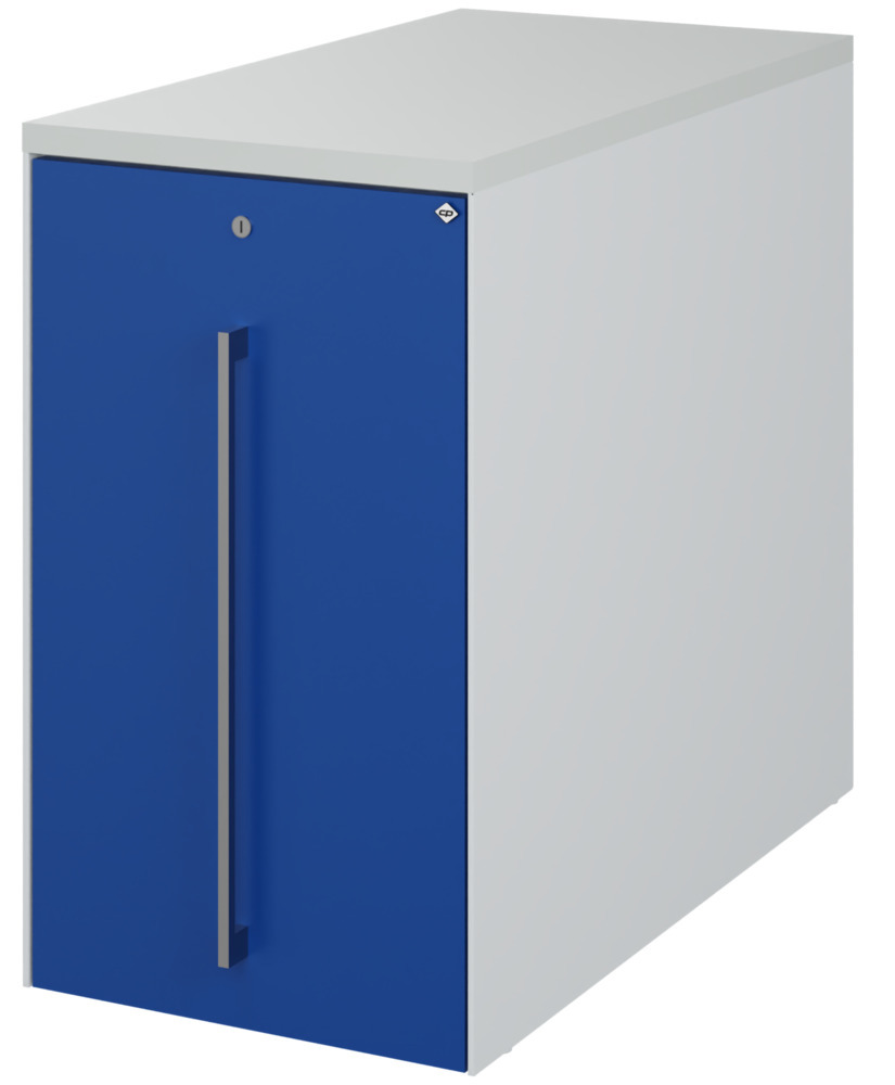 C+P pull-out cabinet at desk height Asisto, 430 x 800 x 740 mm, light grey/gentian blue, left - 1