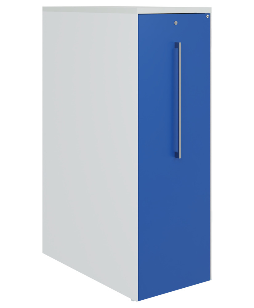 C+P pull-out cabinet at standing height Asisto, 430 x 800 x 1259 mm, light grey/gentian blue, right - 1